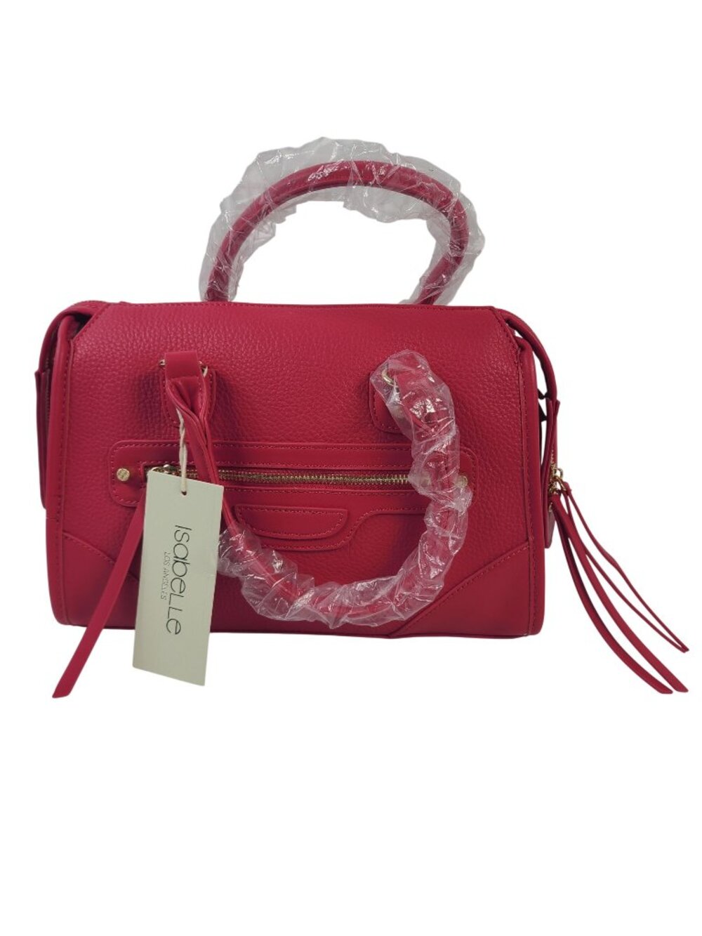 NEW Isabelle Los Angeles Vegan Leather Satchel Handbag Gold Hardware Pink